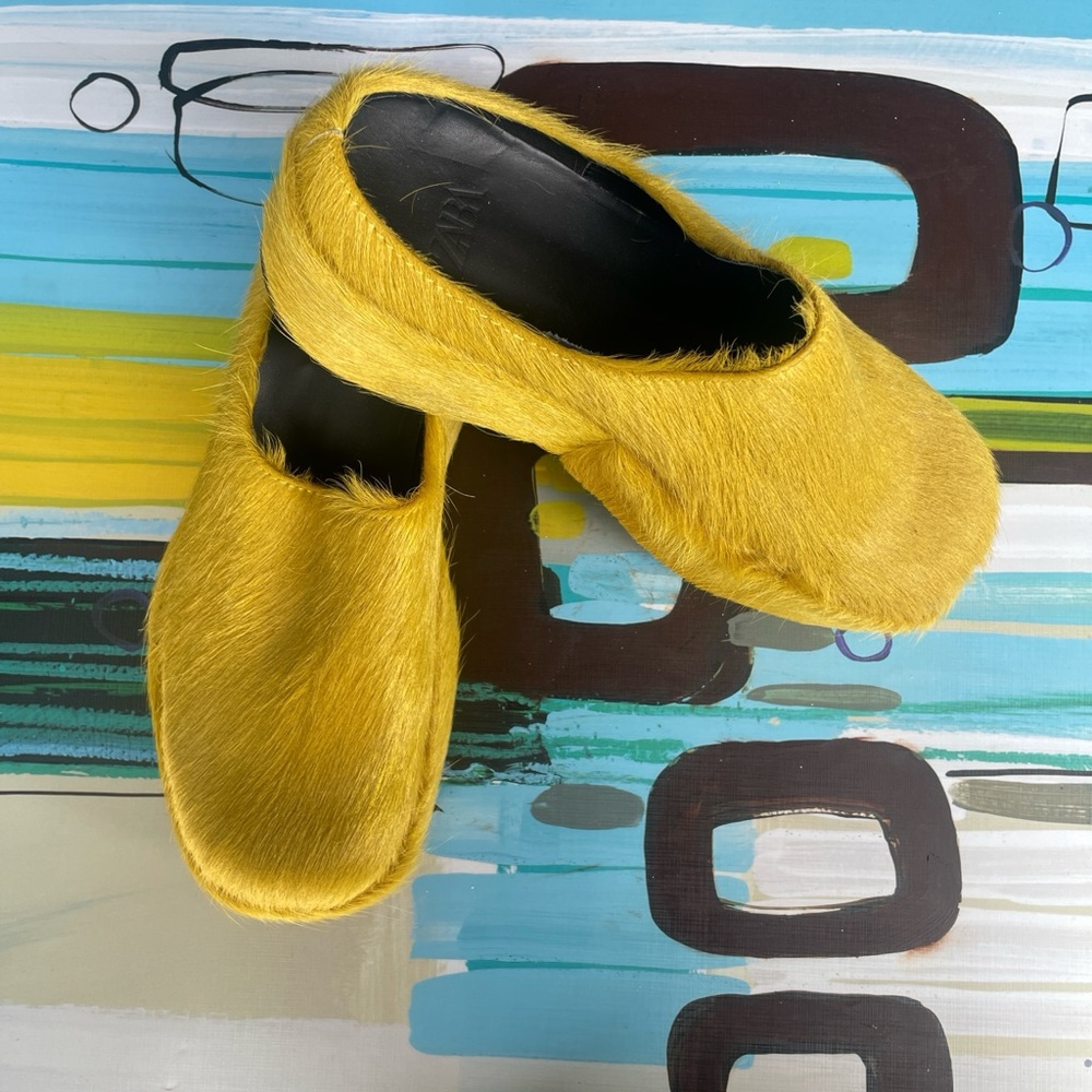 Yellow Faux Fur Slippers